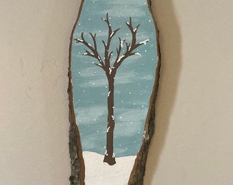 Winter Wonderland Snowy Maple Tree Painting
