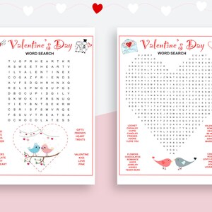 Valentine&#39;s Day Word Search, Valentine Printable Game, Instant Download, Kids Party Games, Galentines Game Fun Valentine Games for Classroom