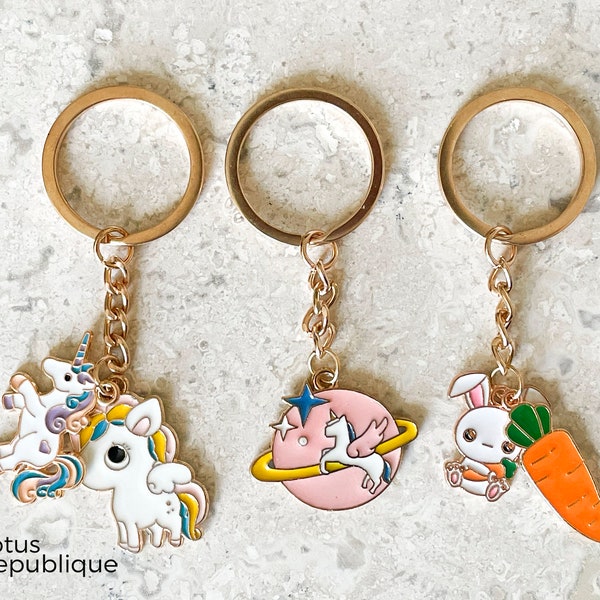 3 Pcs Metal Keychain Unicorn Keyring, Bunny Keychain, Unicorn Gifts, Unicorn Keychain, Unicorn Lover Gift, Rainbow Keychain, Keychain Gifts