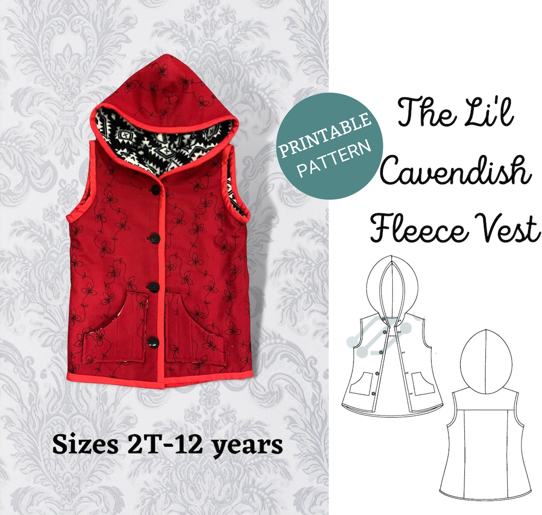 Girl's Hooded Vest Pattern Designed for Fleece Fabric Etsy