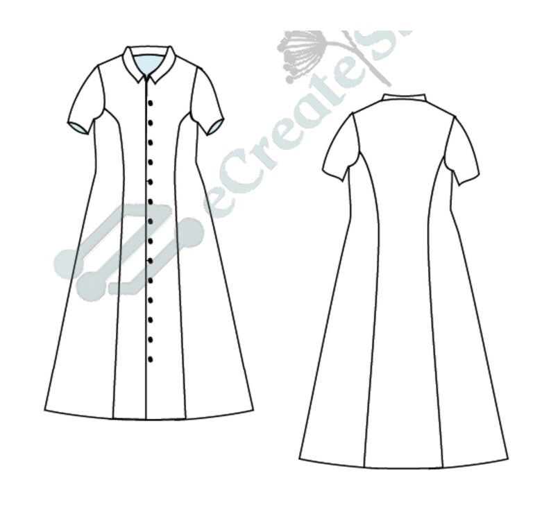 Shirt Dress Pattern Long Women's Dress Princess Seams to Etsy