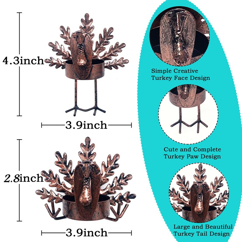 Set of 6 Pcs Rustic Metal Tealight Turkey Candle Holder Etsy