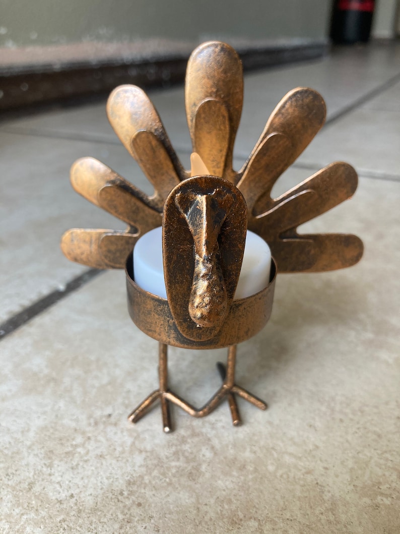 Set of 6 Pcs Rustic Metal Tealight Turkey Candle Holder Etsy