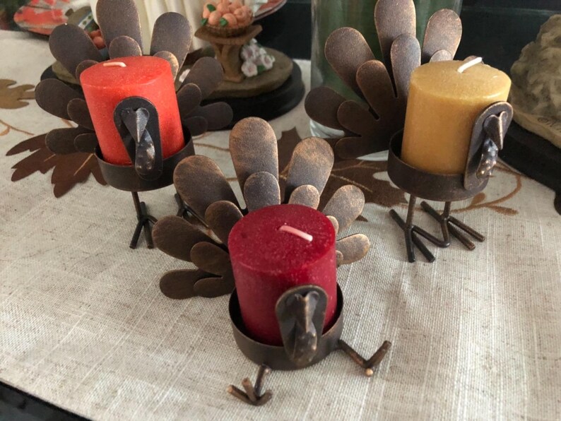 Set of 6 Pcs Rustic Metal Tealight Turkey Candle Holder Etsy