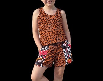 Ensemble short léopard pour fille