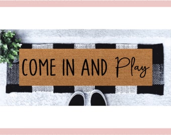 Come In And Play Skinny Doormat | Narrow Doormat | Playhouse Doormat | Mini Doormat | Playhouse | Skinny Doormat | Small Places
