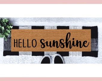 Hello Sunshine Doormat | Spring Skinny Doormat| Summer Narrow Doormat | Skinny Mat | farmhouse Decor | Welcome Mat | Hello Sunshine