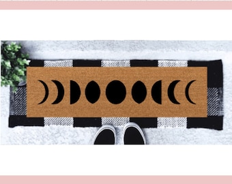 Moon Phases Skinny Doormat | Moon Phases Narrow Doormat | Skinny Mat | Small Space | Moon | Astrology | Home Decor | Moon Phase