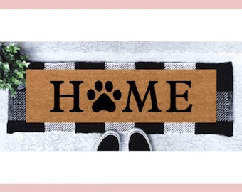Paw Home Skinny Doormat | Narrow Doormat | Personalized Dog | Pet Lover Gift | Dog Mom Gift | Pet Accessories | Dog House | Paw Print