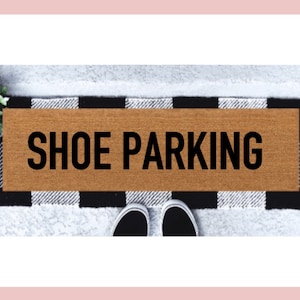 Shoe Parking Skinny Doormat |  Narrow Doormat | Funny Doormat | Doorstep Mat | Porch Decor | Small Space Decor | Minimalist