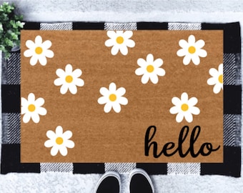 Daisy Doormat | Hello Spring | Floral Doormat | Spring Doormat | Front Door Decor | Spring Decor | Welcome Mat | Housewarming Gift | Doormat