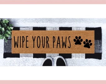 Wipe Your Paws Skinny Doormat | Narrow Doormat | Mini Doormat | Dog Lovers | Wipe Your Paws | Home Decor | Dog Paws | Dog House Doormat