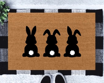 Bunny Doormat | Easter Decor | Spring Doormat | Easter Doormat | Bunny Tail | Spring Decor | Welcome Doormat } Outdoor Mat