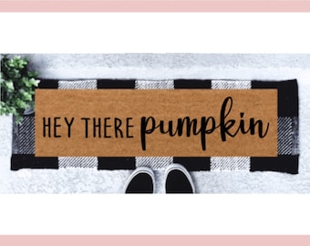 Hey There Pumpkin Skinny Doormat | Hello Pumpkin Doormat | Pumpkin Narrow Doormat | Fall Doormat | Fall Decor | Pumpkin Decor | Farmhouse