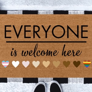 Everyone Is Welcome Here Doormat | LGBTQ Doormat | LGBT Pride Doormat | LGBT Doormat | Rainbow Pride | Pride Decor