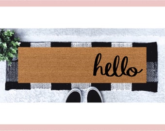 Hello Skinny Doormat | Hello Narrow Doormat | Small Space | Hello Welcome Mat | Farmhouse Decor | Rustic Decor | Spring Doormat | Mini Mat