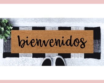 Bienvenidos Skinny Doormat | Bienvenidos Narrow Doormat | Welcome Mat | Mini Doormat | Skinny Mat | Farmhouse Decor | Porch Decor