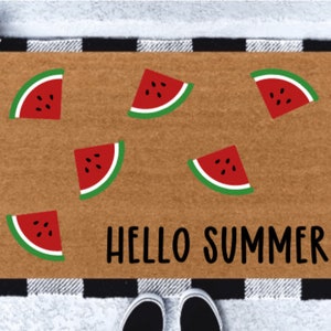 Hello Summer Doormat | Doormat | Watermelon | Housewarming Gift | Welcome Mat | Porch Decor | Summer Doormat | Front Door Mat