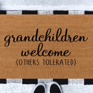 Grandchildren Welcome | Grandkids Welcome Doormat | Gifts for Grandparents | Welcome mat | Funny Mat | Housewarming Gifts | Front Door Decor