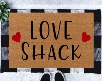 Love Shack Doormat | Valentine's Decor | Funny Doormat | Spring Decor | Welcome Doormat | Valentine's Day Doormat | Valentine