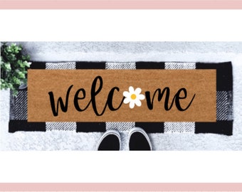 Daisy Mini Doormat | Spring Narrow Doormat | Floral Skinny Doormat | Skinny Mat | Farmhouse Decor | Farmhouse | Welcome Mat | Spring Decor |