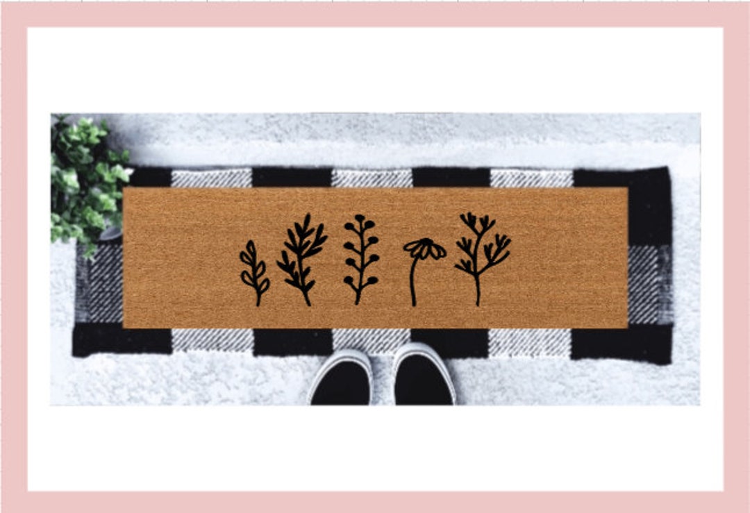 Floral Skinny Doormat Wild Flower Narrow Doormat Skinny Mat Farmhouse