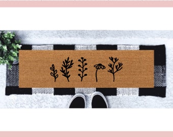 Floral Skinny Doormat | Wild Flower Narrow Doormat | Skinny Mat | Farmhouse Decor | Farmhouse | Welcome Mat | Plant Lovers | Spring Decor|