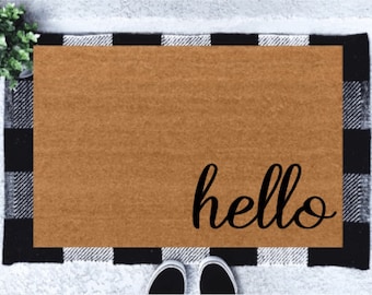 Hello Doormat | Welcome Mat | Porch Decor | Hello Spring | Farmhouse Decor | Spring Doormat | Porch Doormat | Housewarming Gift | Doormat