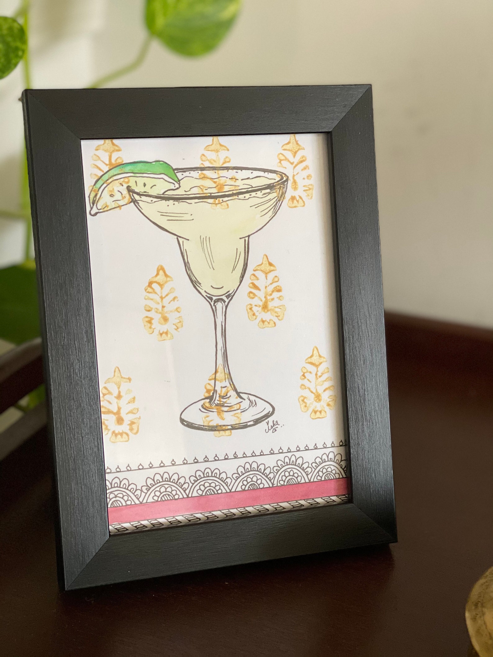 Margarita Glass Painting on Paper framed Etsy