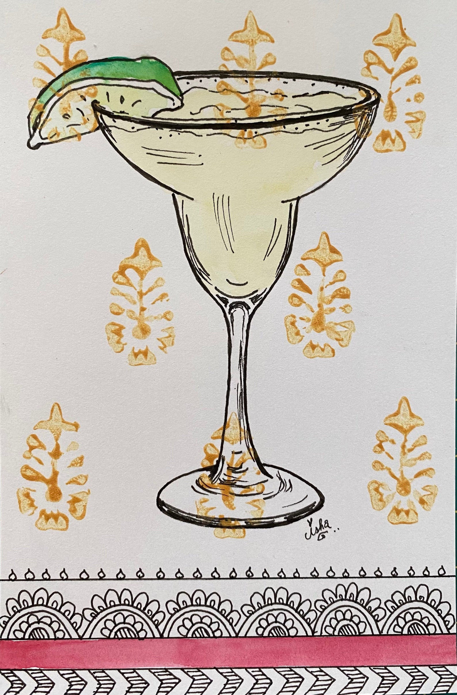 Margarita Glass Painting on Paper framed Etsy
