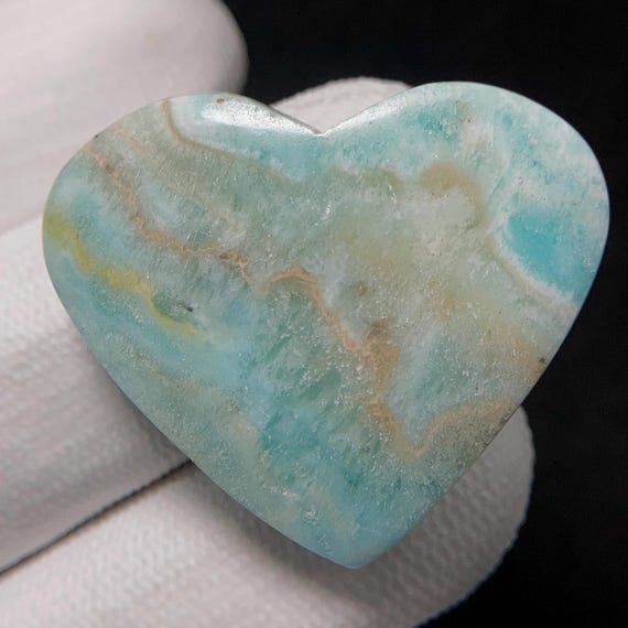 Caribbean Calcite, Heart Cabochon, 28x33x7 MM, 51 CTS, Beautiful Cabochon, #C-293