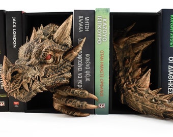 Dragon Book Nook with Tail, Unique Gift for Book Lovers, Fantasy Bookshelf Insert, Magical Book Decor