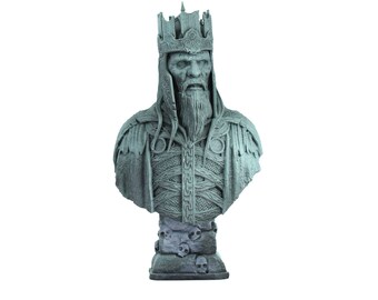 Busto del Rey de los Muertos - Decoración gótica del hogar impresa en 3D y pintada a mano inspirada en LOTR