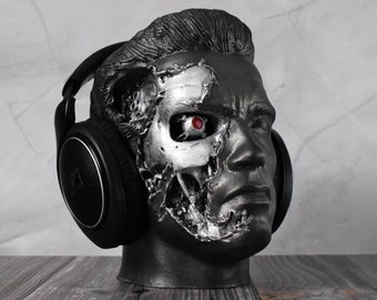 Terminator T-800 Headphone Stand , Paintable Bust , Different Colors