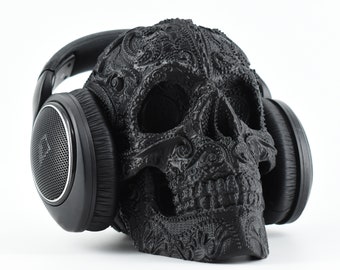 Sugar Skull Life Size Headphone Stand, The Ultimate Gothic Accessory for Music and Gaming Enthusiasts