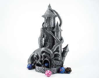 Kraken Dice Tower - Imprimé en 3D - Plus de 30 couleurs, option peinte à la main - Parfait pour D&D, Pathfinder, Mordheim, Frostgrave, RPG Gift