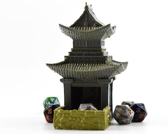 Shogun Dice Tower - Imprimé en 3D - Plus de 30 couleurs - Idéal pour D&D, Pathfinder, RPG de table, Accessoire de jeu unique, Fates End