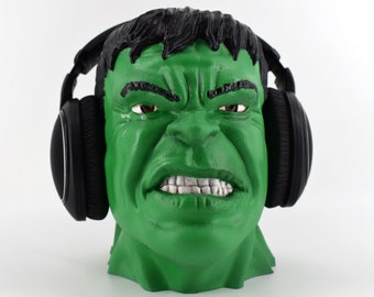 Incredible Hulk Headphone Stand, Paintable Bust, Headset Stand, Painted Version