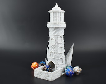 Light House Dice Tower - Imprimé en 3D - Plus de 30 couleurs - Idéal pour DnD, Pathfinder, Tabletop RPGs, Accessoire de jeu unique, Fates End