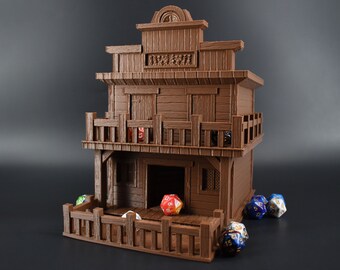 Zombified Ghost Town Dice Tower - 3D Printed - Over 30 Colors, Hand Painted Option - Perfect for D&D, Pathfinder, Mordheim, Frostgrave