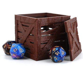 Wooden Crate Dice Jail - 3D Printed - Over 30 Colors - Perfect for D&D, Pathfinder, Tabletop RPGs, Unique Gaming Accessory,  Fates End