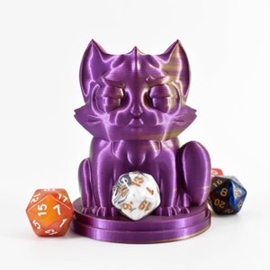 Cat Dice Gurardian  - 3D Printed - Over 30 Colors - Perfect for D&D, Pathfinder, Tabletop RPGs, Fantasy Gaming Accessory