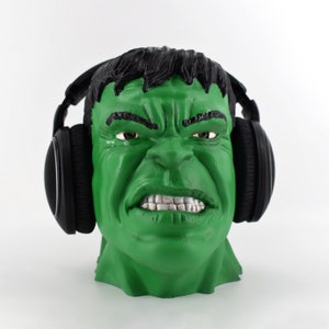 Incredible Hulk Headphone Stand, Paintable Bust, Headset Stand, Painted Version