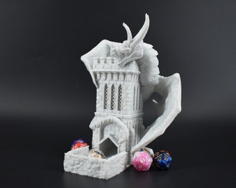 Wyvern Dice Tower - Imprimé en 3D - Plus de 30 couleurs - Idéal pour DnD, Pathfinder, Tabletop RPGs, Accessoire de jeu unique, Fates End