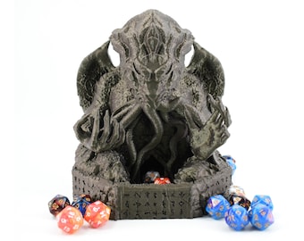 Cthulhu Dice Tower - Imprimé en 3D - Plus de 30 couleurs, option peinte à la main - Parfait pour D&D, Pathfinder, Mordheim, Frostgrave, cadeau RPG unique