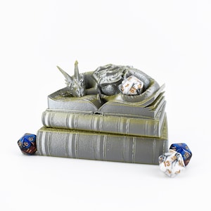Book Dragon Dice Vault - 3D Printed - Over 30 Colors - Ideal for D&D, Pathfinder, Tabletop RPGs, Unique Gaming Accessory,  Fates End
