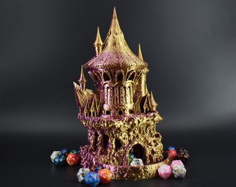 Sorcerer Dice Tower - Imprimé en 3D - Plus de 30 couleurs, option peinte à la main - Parfait pour DnD, Pathfinder, Mordheim, Frostgrave, RPG Gift