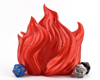 Sorcerer Flame Dice Vault - Impreso en 3D - Más de 30 colores - Perfecto para D&D, Pathfinder, Juegos de rol de mesa, Accesorio mágico para juegos, Fates End