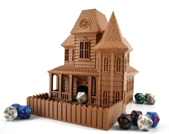 Haunted House Dice Tower, 3D Printed, Over 30 Color Options, Hand-Painted Customization, Ideal for Horror RPGs like D&D, Call of Cthulhu