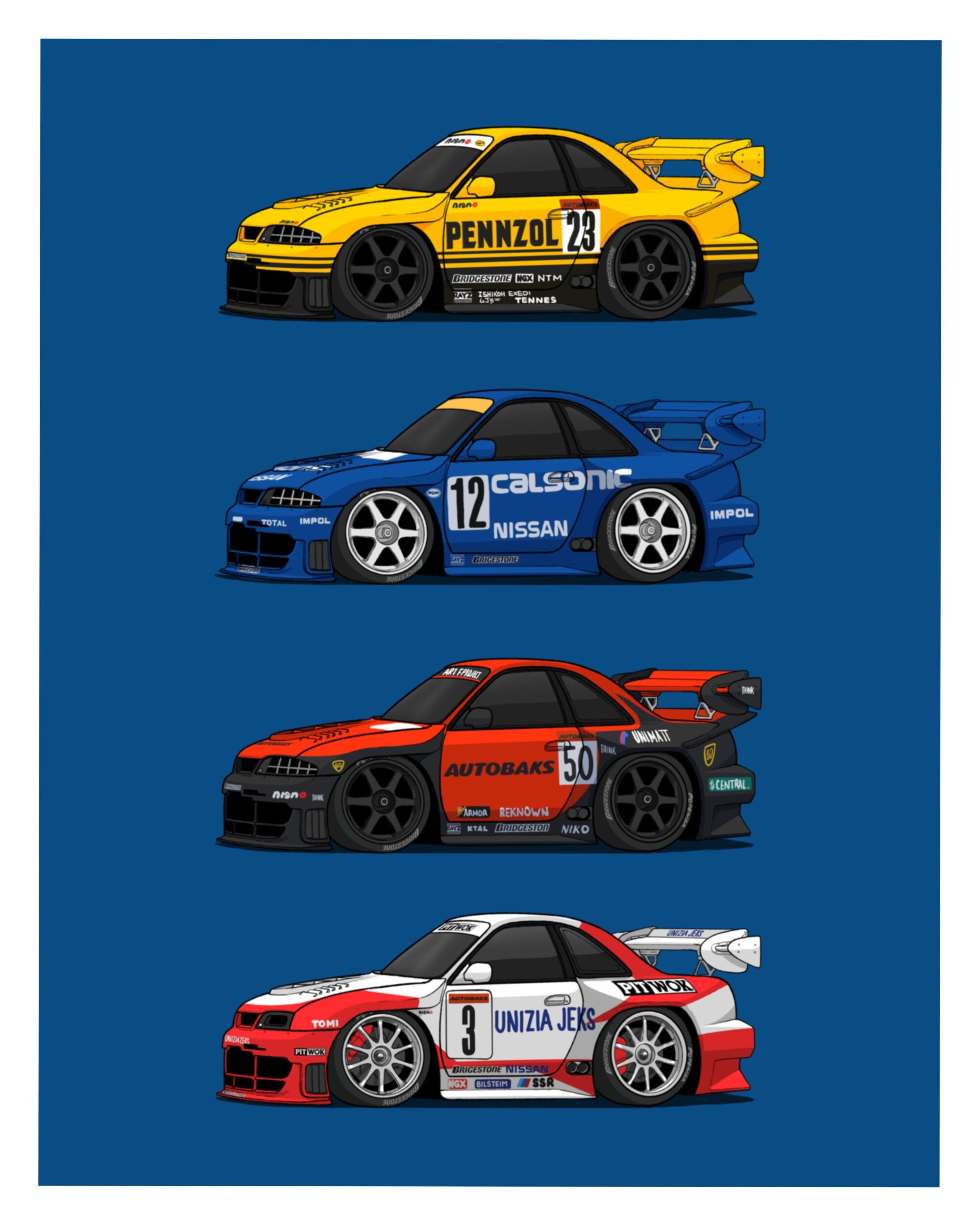 R33 SUPER GT PRINTS // Illustrations // Gifts for Car Enthusiasts